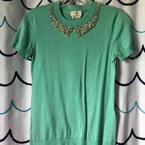 Kate Spade Tippy Mint Short Sleeve Sweater XS